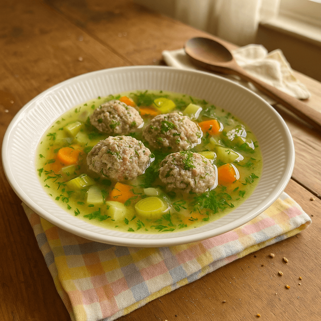 Boller i urtesuppe