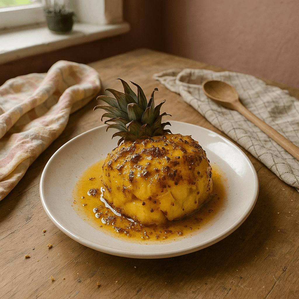 Bagt ananas med sennepstouch