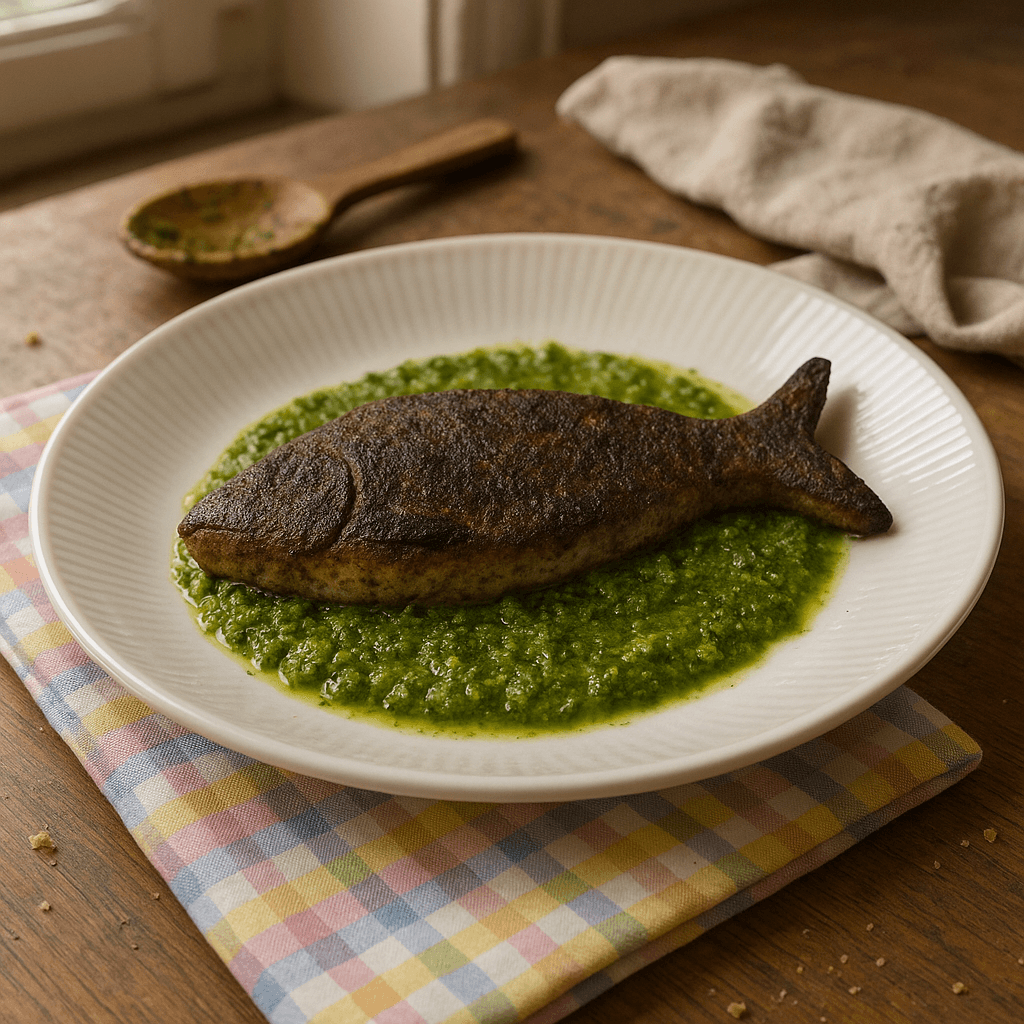 Lakridsfisk med dildpesto