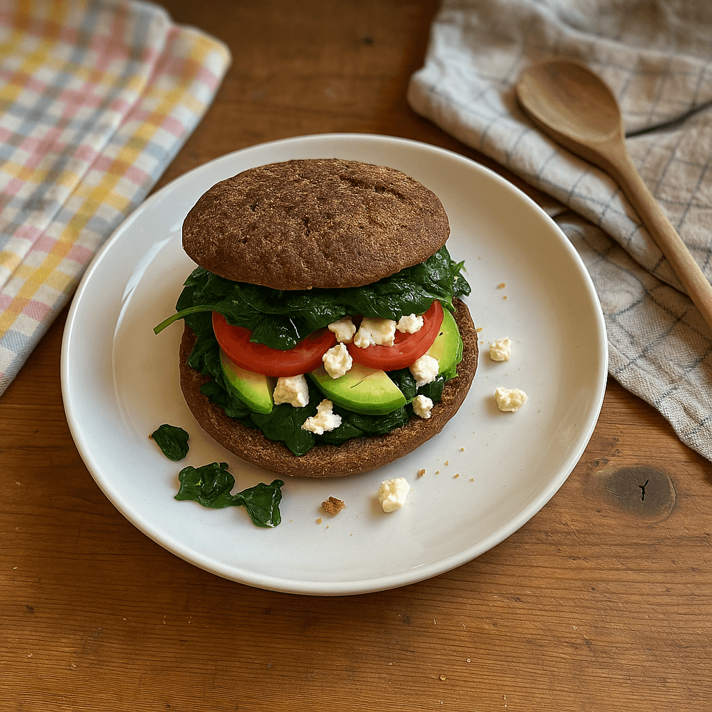Rug-burger med syltet spinat