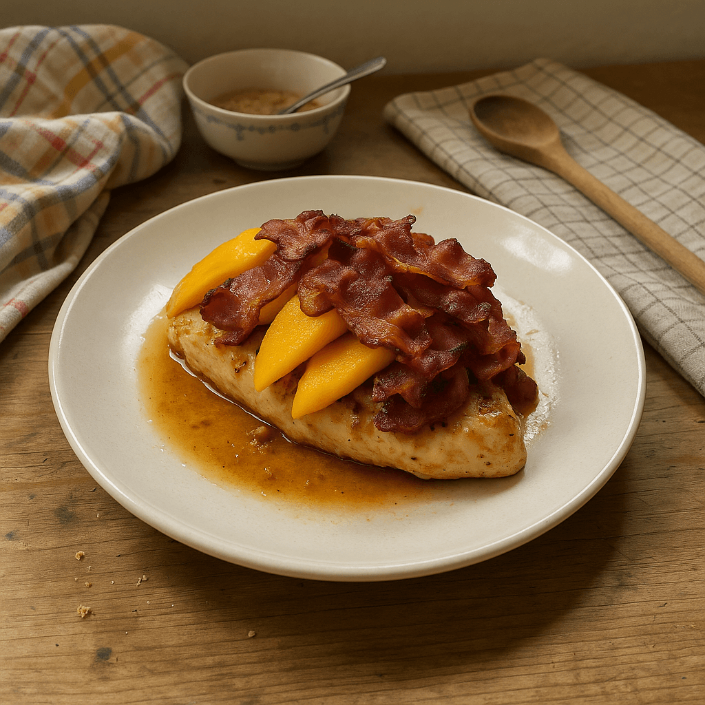 Mango-kylling med bacon-twist