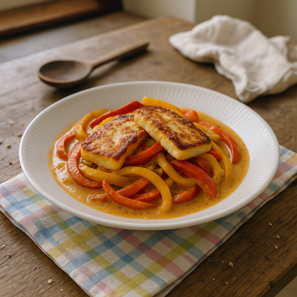 Halloumi og grøntsager i cremet Cajunsauce