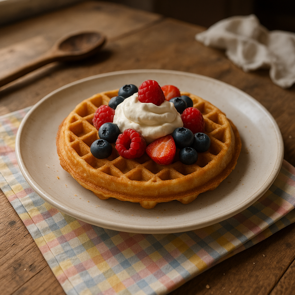 Vafler med flødeskum og bær