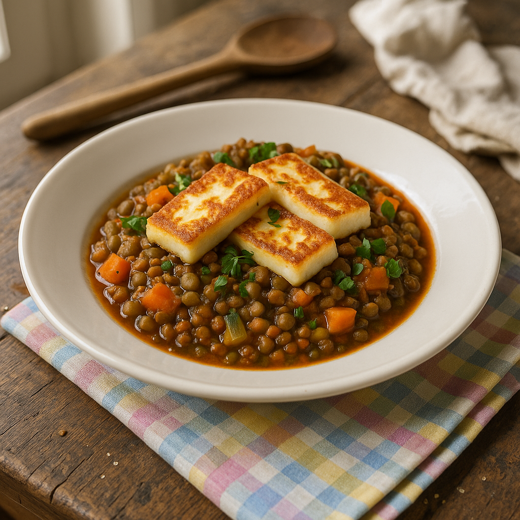 Linsegryde med halloumi