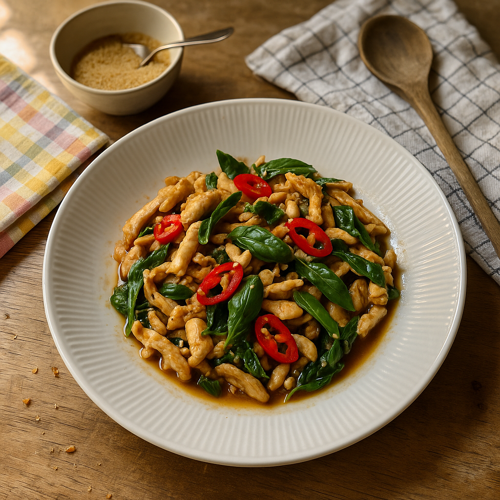 Thaibasilikum-kylling