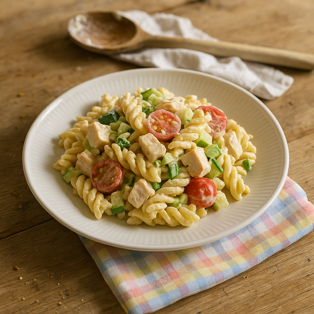 Cremet pastasalat med ananas-twist