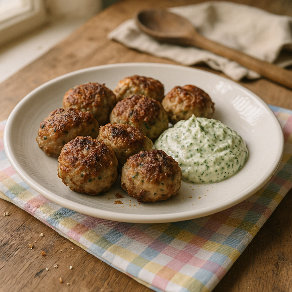 Mini-frikadeller med urtedip