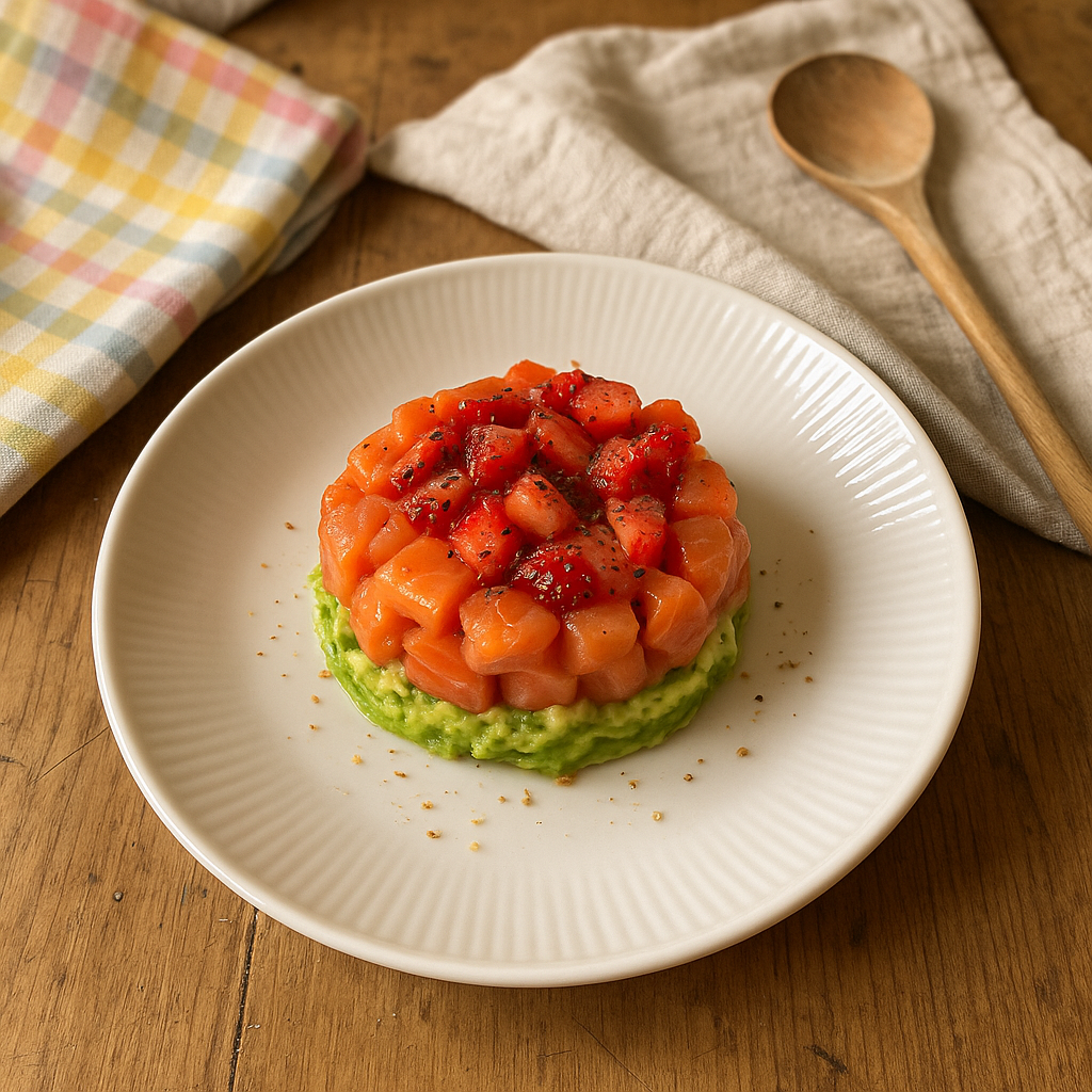 Laksetatar med jordbærpeber