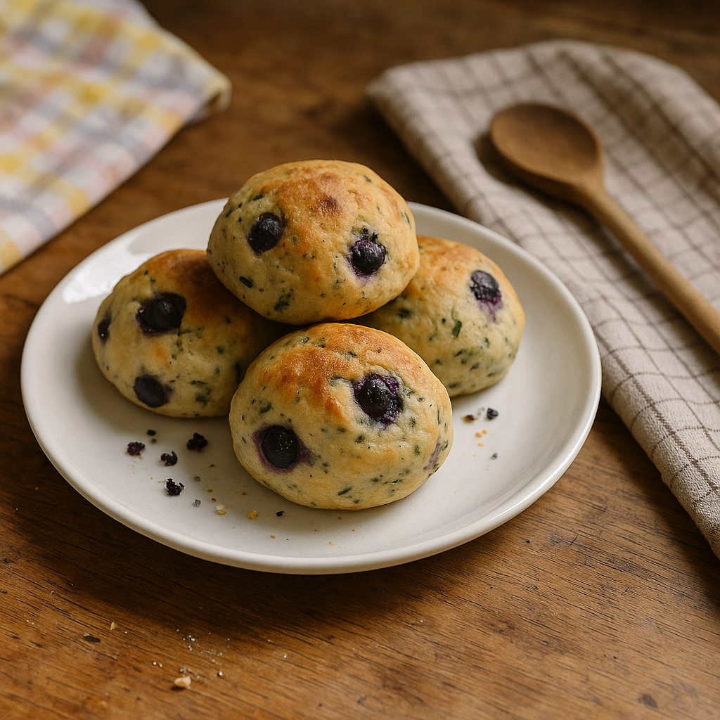 Blåbær-urtede bedeboller