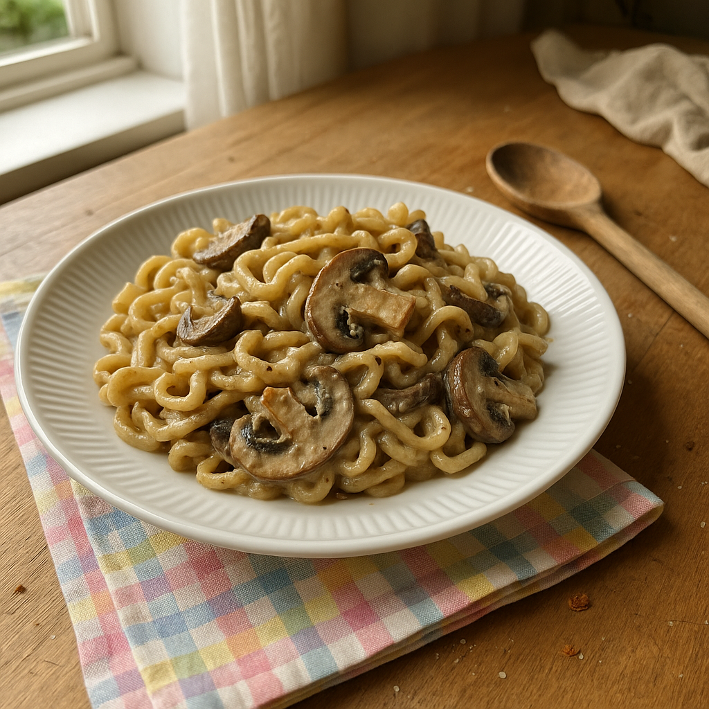 Træuldspasta med svampe