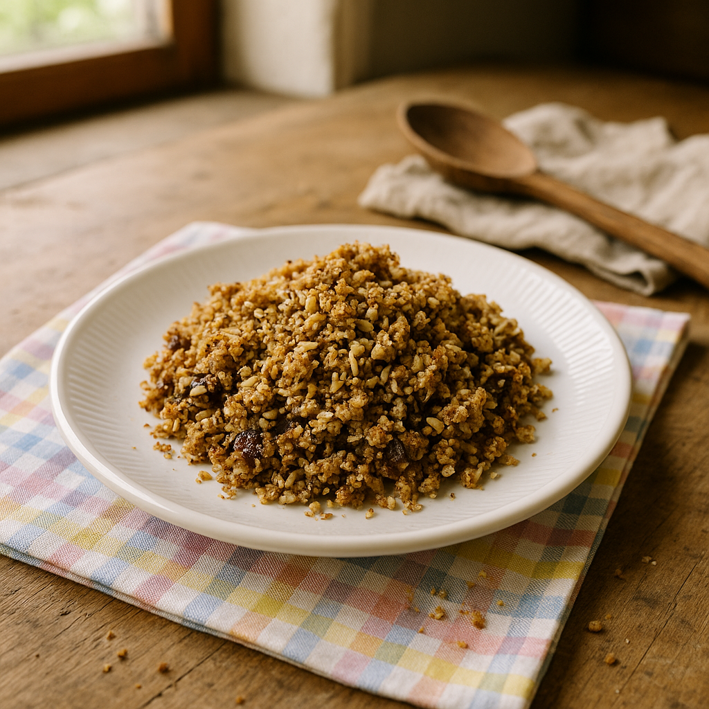 Birkeseed-crumble på dadel