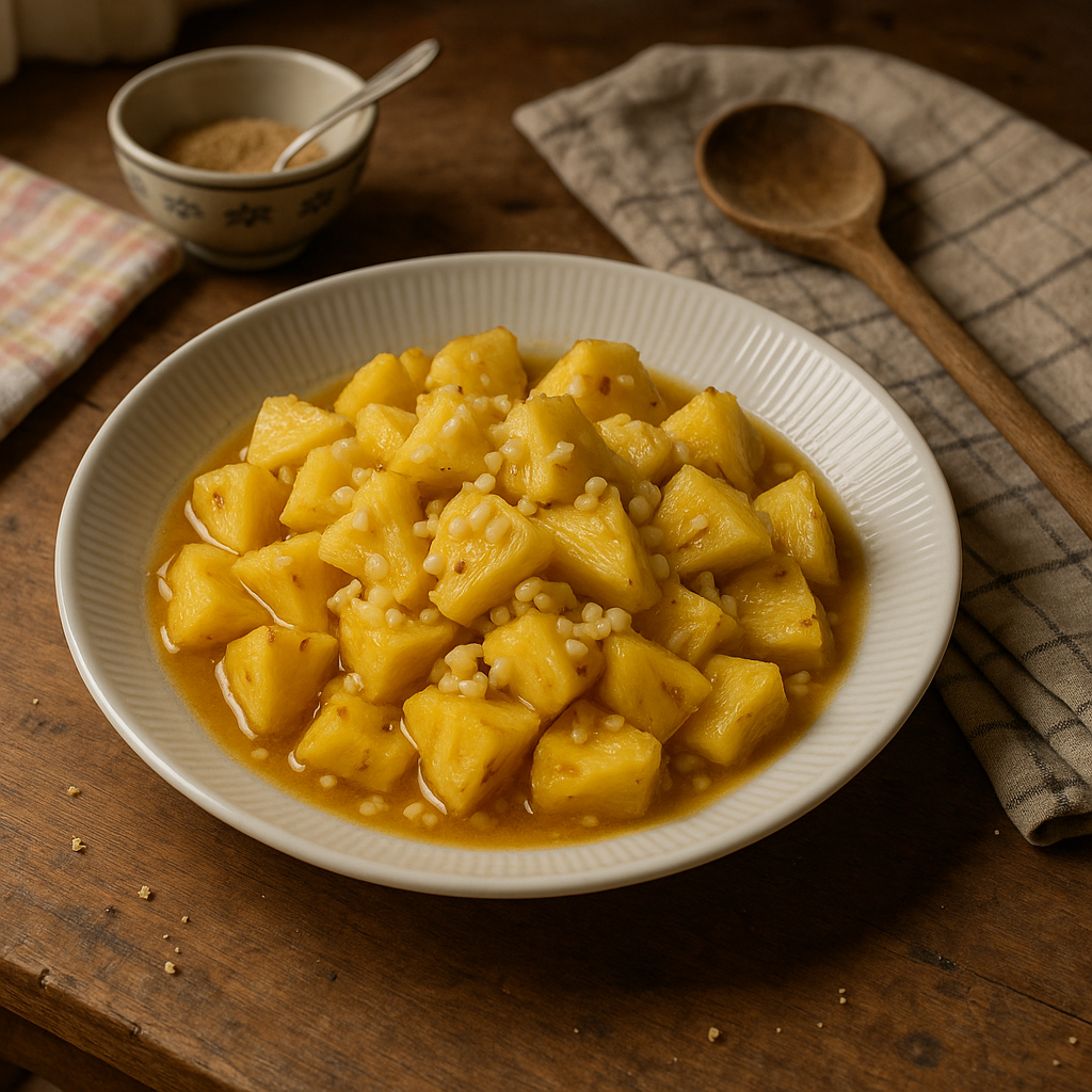 Hvidløgsyltet ananas