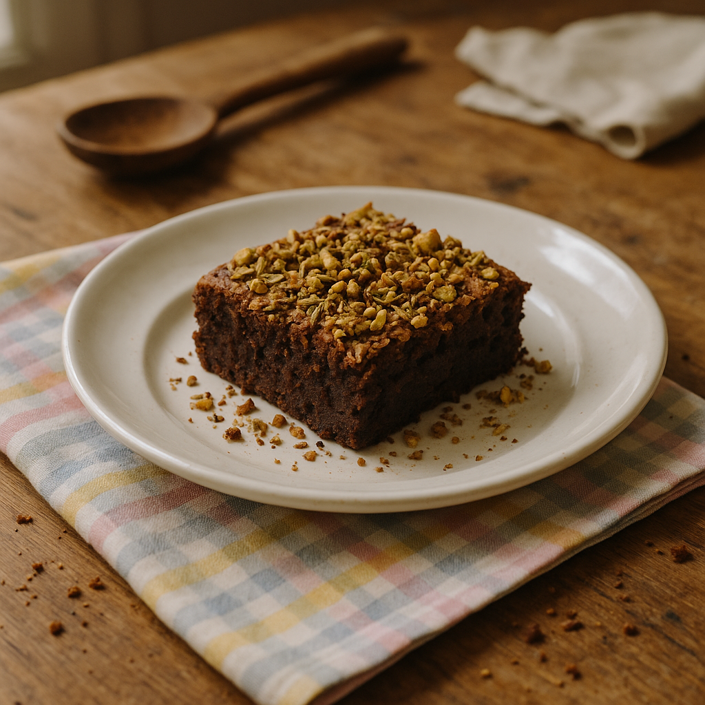 Fennikelbrownie med pistaciedrys