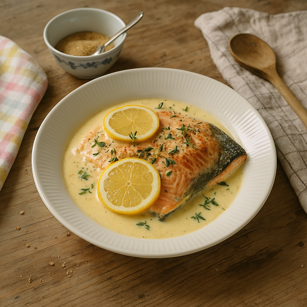 Cremet citron-laks med timian