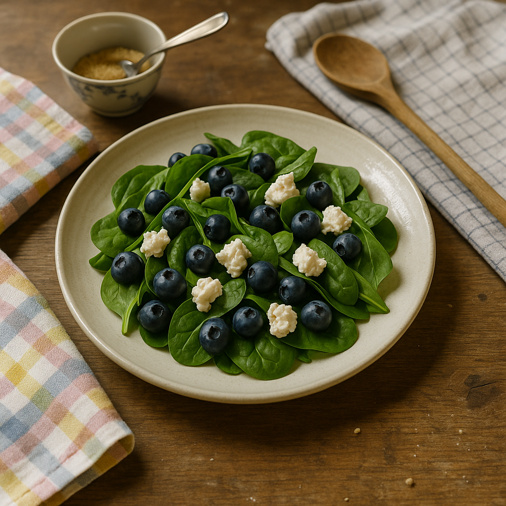 Blåbær-spinat salat med gedeost
