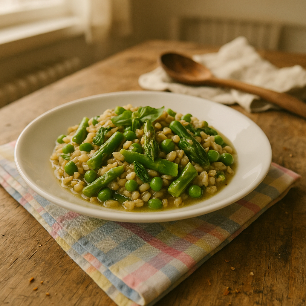 Speltotto med førsommerurter
