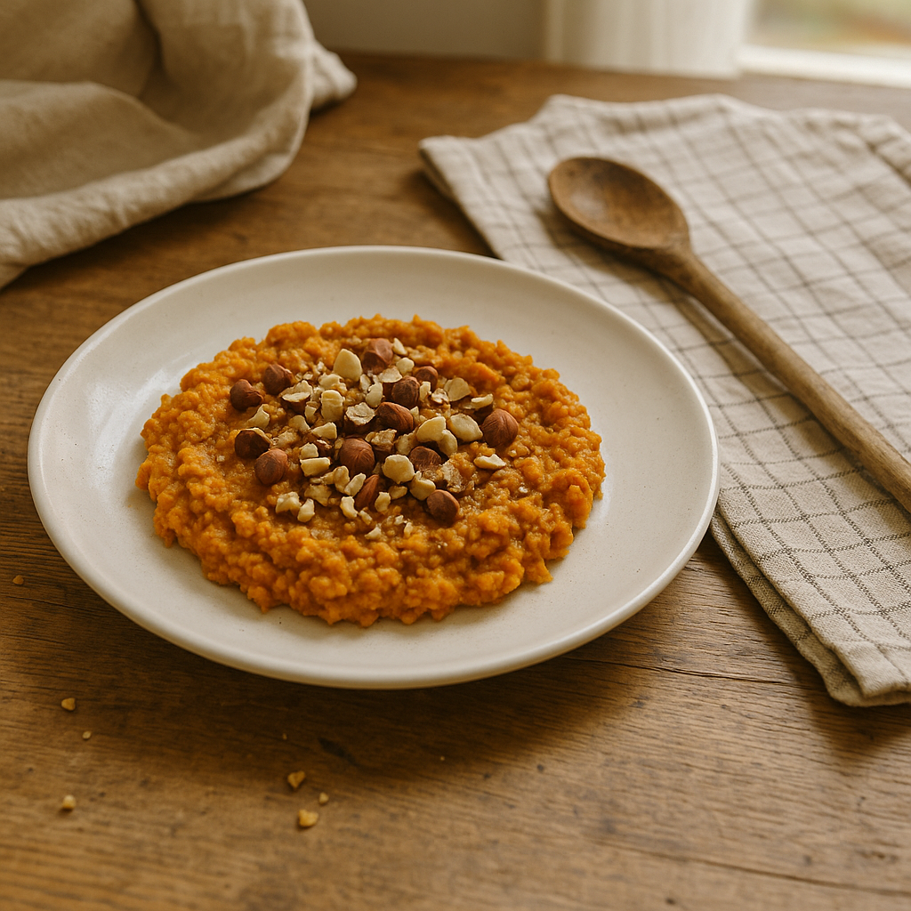 Ristet gulerodspesto med hasselnød