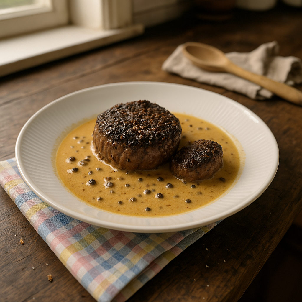 Flamberet peberbøf med whisky