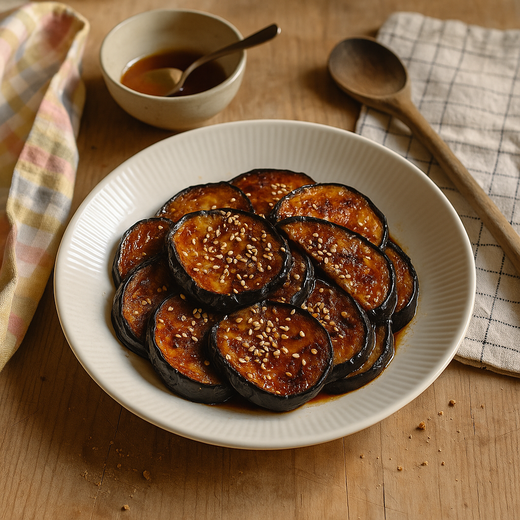 Honningstegt aubergine med sesam