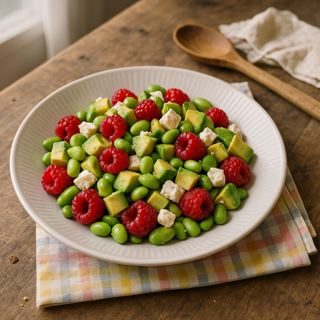 Hindbær-edamame salat