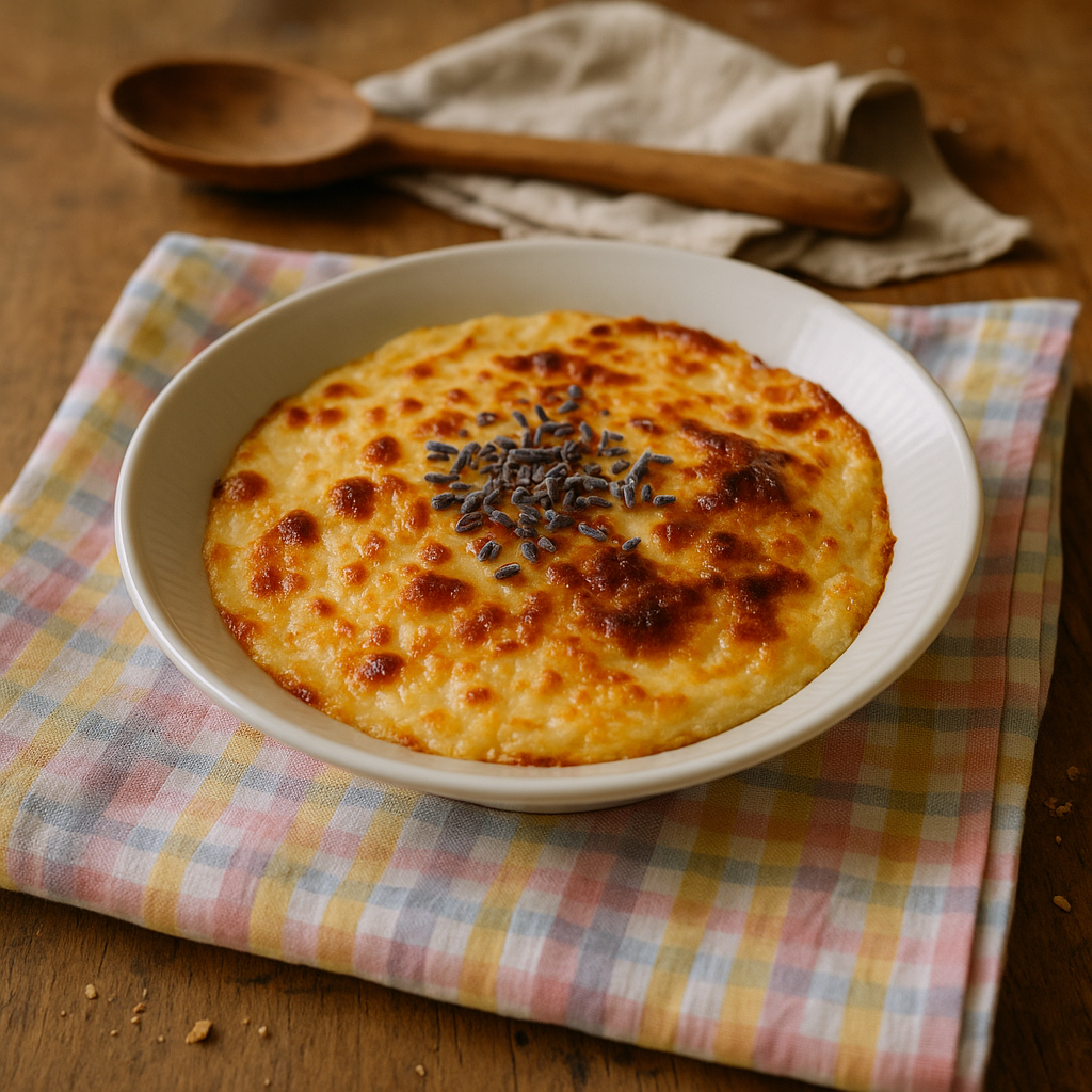 Fødeostgratin med lavendel