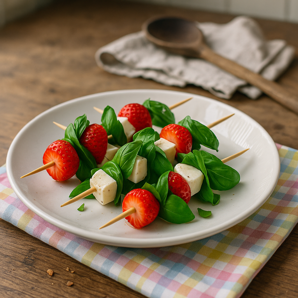 Caprese-spyd med jordbær