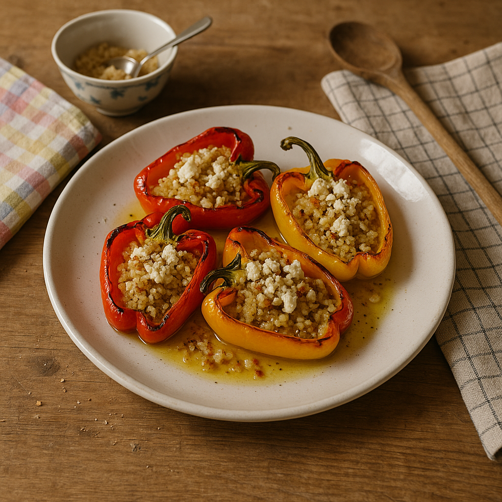 Ovnbagt peberfrugt med hvidløgstil