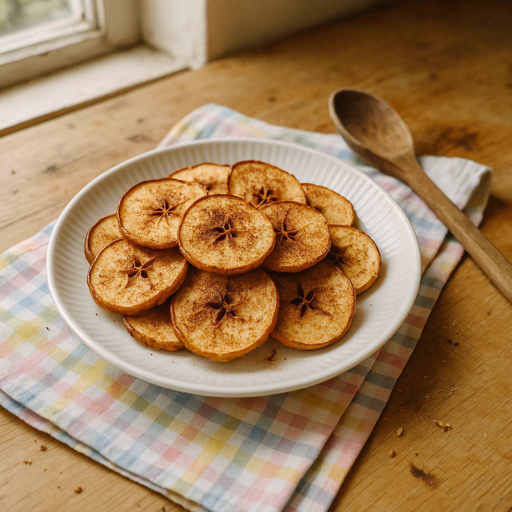 Bagte æblechips med kanel