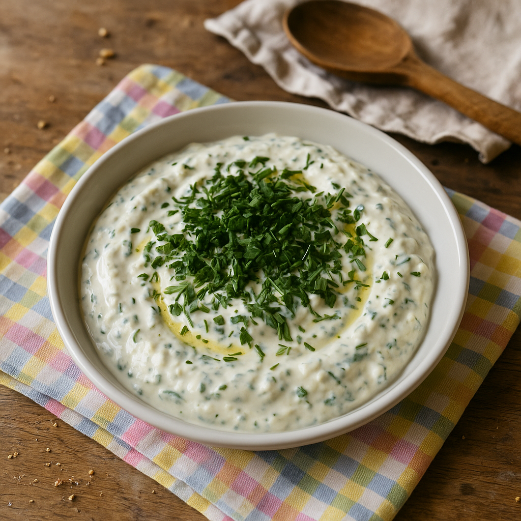 Skyrdip med friske urter