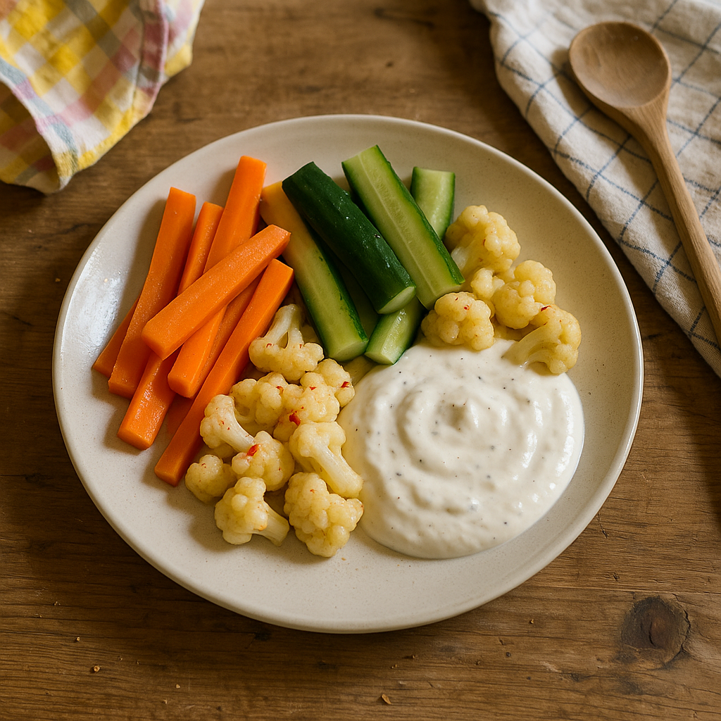 Syltet grønt med yoghurtdip