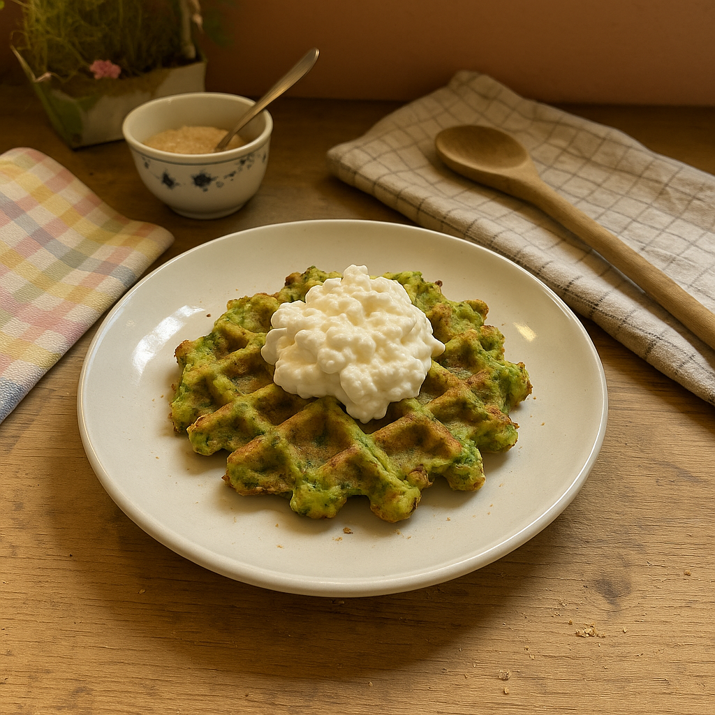 Broccolivafler med hytteost