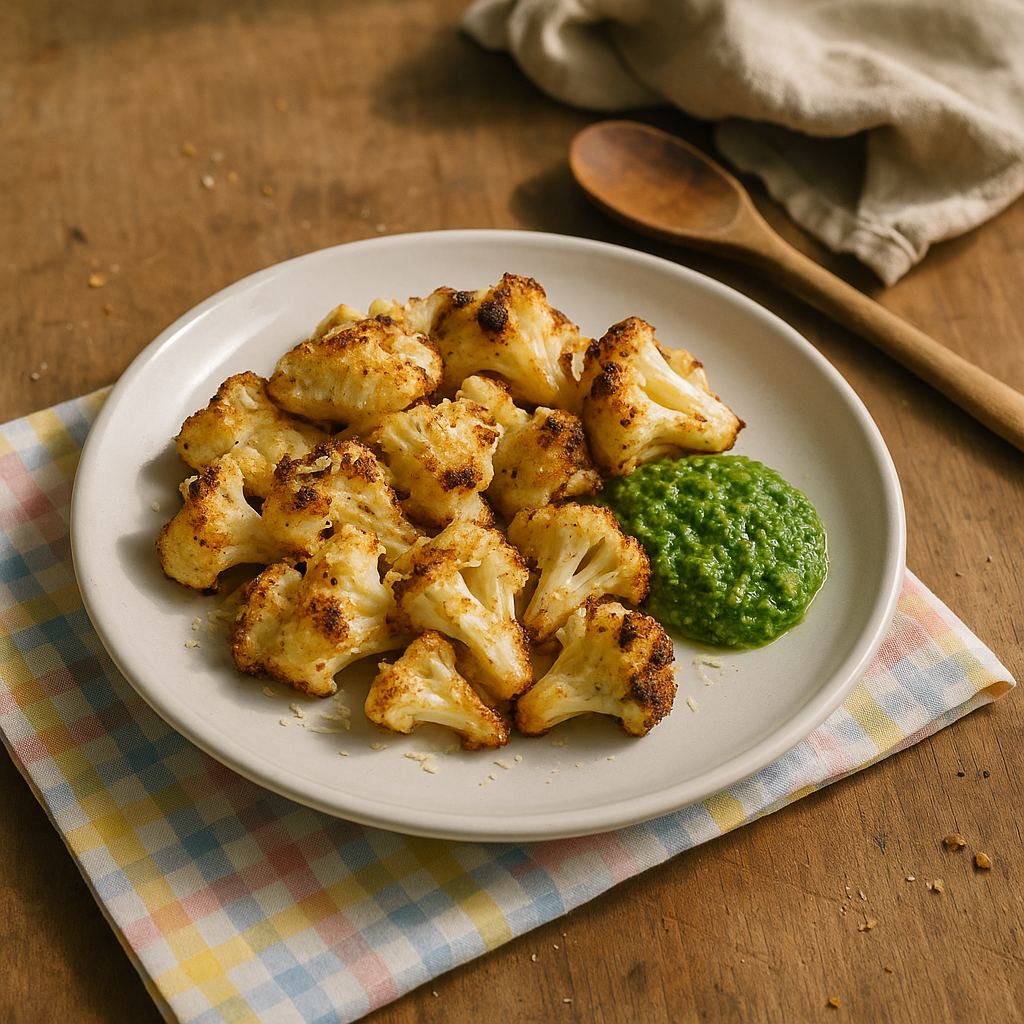 Blomkålsnacks med grøntpesto