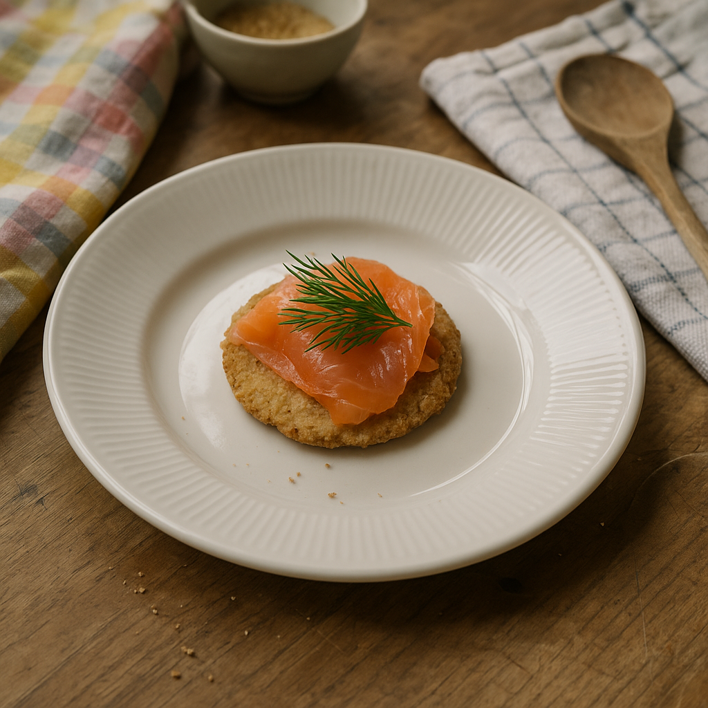 Mini knækbrød med laks og dild