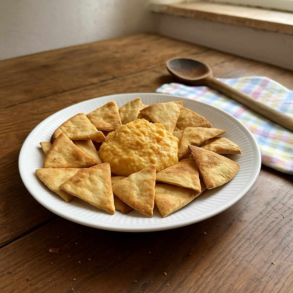 Pitachips med rodfrugtsdip