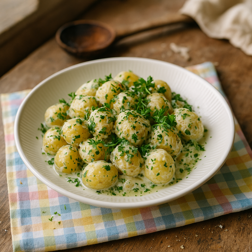 Rødstrømpe Kartoffelsalat med Urtevinaigrette