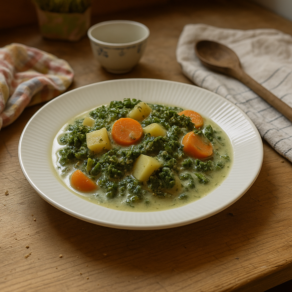 Dildgryde med grønkål i Rødstrømpeånden