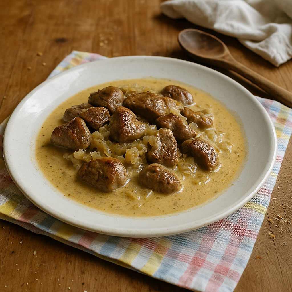 Kalvenyrer i Rødvinssauce