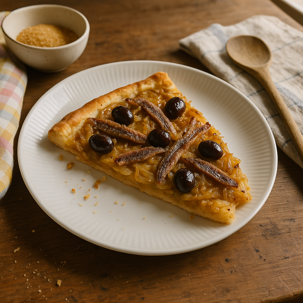 Karamelliseret Løg-Tærte med Ansjos og Oliven